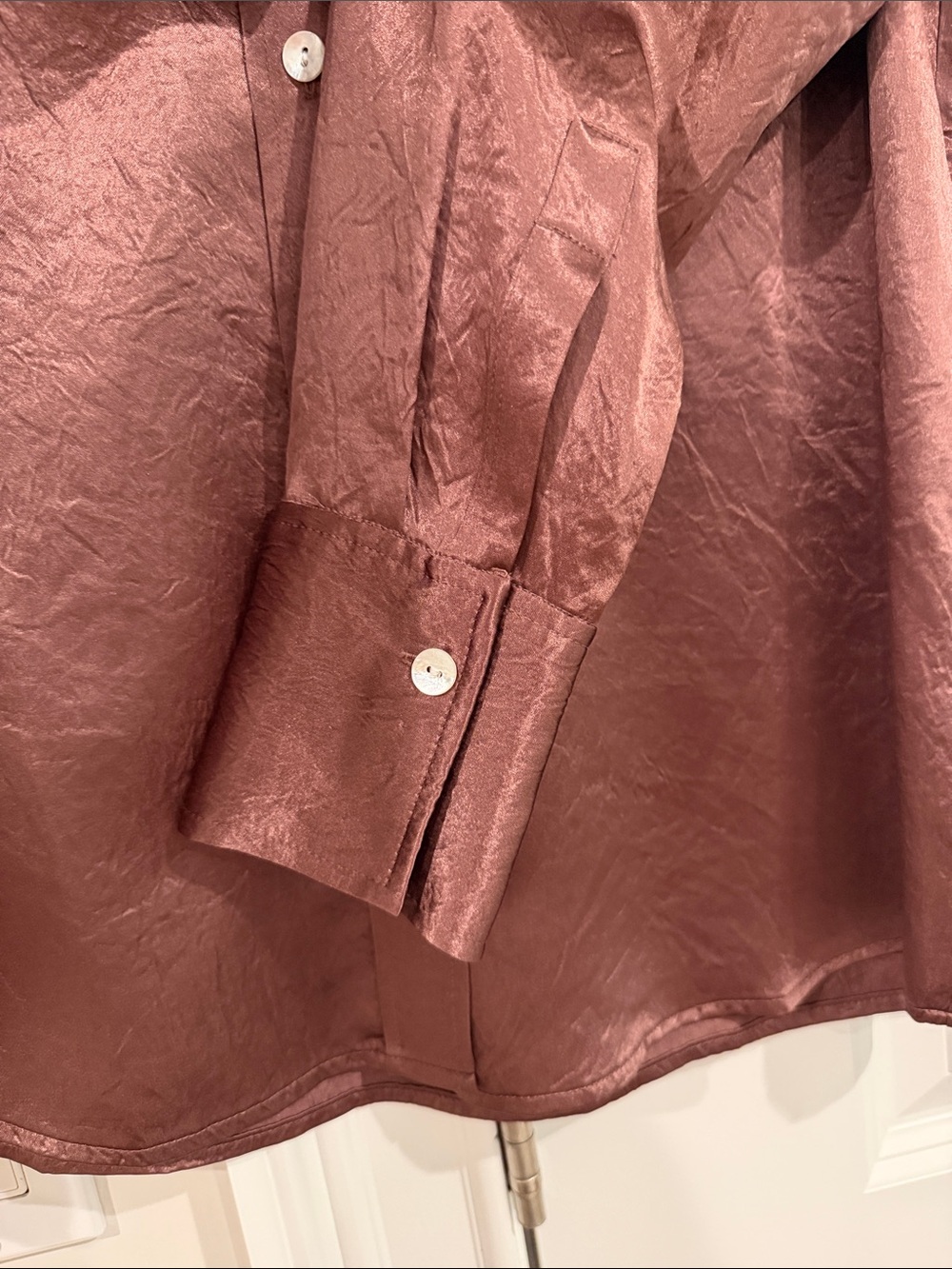Rails Satin Button-Down Shirt in Rosewood - Picture 3 of 5